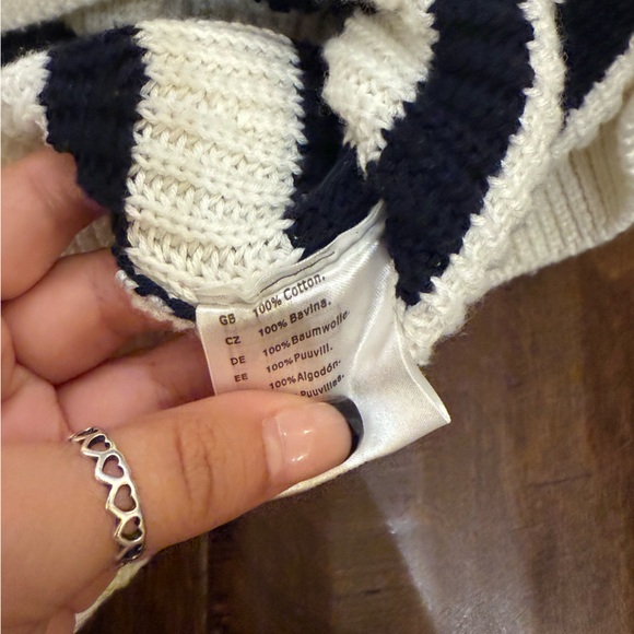 COS Wool and Cotton Half-Zip Jumper Quarter Zip Sweater Black Cream size Large - Picture 7 of 9